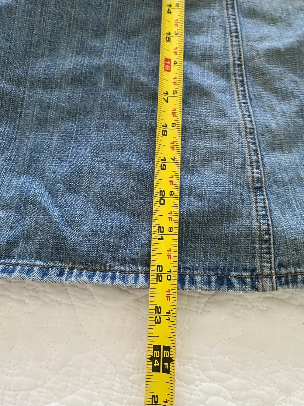 Sigrid Olsen Light Blue Distressed Fray Edge Waist Fit and Flare Denim Skirt